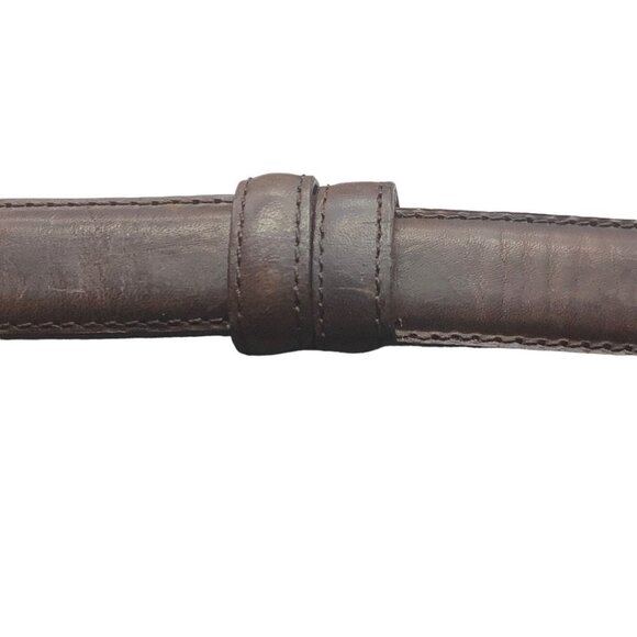 Vtg Brown & Clark Leather Engraved Silver Hook Buckle Belt Women Small‎ Medium main image 7